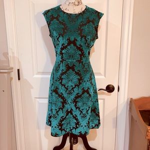 Blue, turquoise, crushed velvet, sleeveless dress
